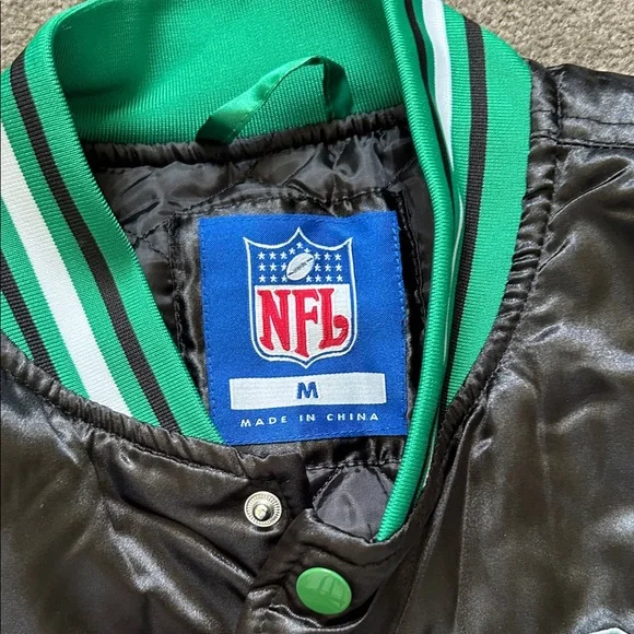 NFL Eagles Black and Green Bomber Jacket - Picture 2 of 3